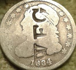 1-Dime-Silver-Coin-Of-1834-Wfg-Stamp.-4-Long